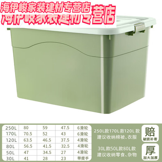ABDT thickened large storage box household plastic clothing storage box large box box moving storage box matcha green extra thick upgrade 280# length 80 width 59 height 47.5cm
