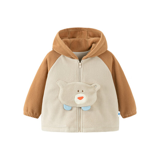Mini Bala autumn new anti-static jacket for boys and girls, baby plush jacket, fleece jacket, light khaki 50307 130
