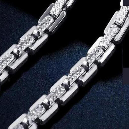 Luruo S999 sterling silver necklace men's platinum texture necklace simple platinum-plated men's chain car flower dense card necklace versatile and fashionable 45cm