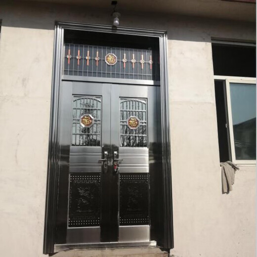 勤凯304不锈钢双开门入户门农村自建房双扇门防盗门大门进户门对开门 亮光玫瑰金 更多尺寸和款式定制请联系客服