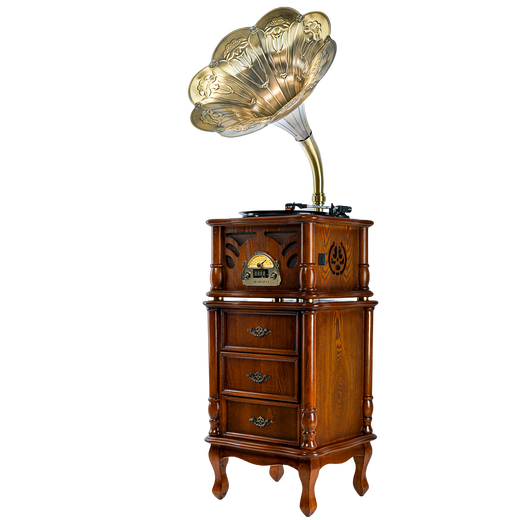 BLACKNOTE Jinmo gramophone old-fashioned antique record player retro vinyl record player living room large speaker vinyl Bluetooth integrated audio S16 S16 brown with copper speaker with subwoofer without karaoke