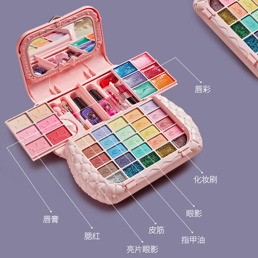 哚咧咪六一儿童节化妆品套装女孩玩具女童礼物公主彩妆盒画化妆专用 【笔记本美妆盒+娃娃-送】+精美