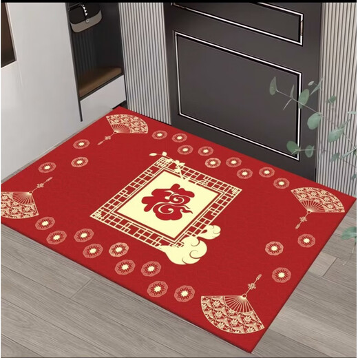 Acacia Tong New Chinese Style Fu Character Floor Mat Entry Door Mat Carpet Entrance Entrance Mat Wear-Resistant Anti-Slip Entry Door Mat Red Floor Mat Blessings Duoduo 4 50*80
