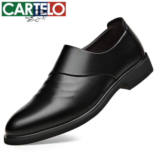Cartelo High-End-Herrenschuhe echte Leder-Leder-Geschäft für formale Lederschuhe koreanische Stilhöhenhöhenschuhe und Velvet-Baumwollschuhe Herren Britische Schuhe Hochzeitsschuhe Trend 6189 Schwarzer Stil 41 41