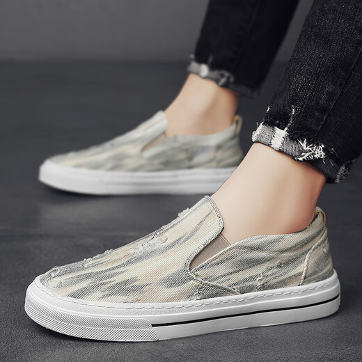 DKCCI toile Chaussures masculines pour les personnes paresseuses d'été pédales vieilles chaussures de tissu de beijing respirant des sports de travail sans glissement et chaussures plates décontractées migray 42