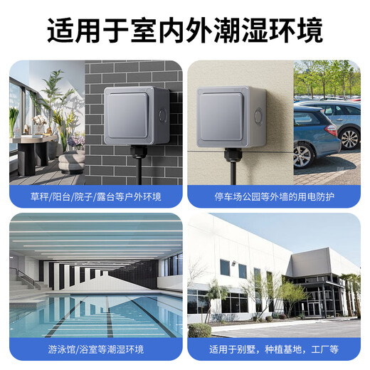 International electrician outdoor waterproof switch IP66 outdoor waterproof box surface-mounted rainstorm light power supply dual control protection one-on switch