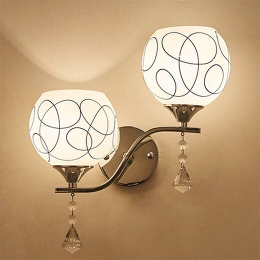 Yilin wall lamp bedroom wall bedside lamp simple modern creative European American American led living room aisle stair lamp 917+9W light source pull switch