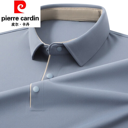 Pierre Cardin high-end light luxury plus velvet thickening autumn high-end long-sleeved T-shirt polo shirt lapel brushed slim bottoming shirt for men Mi Xing 2XL 180