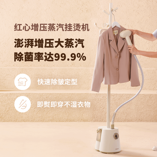 红心红心挂烫机 家用蒸汽小型手持电熨斗 挂式烫衣服 立式熨烫机 YSH-2601 米白色【带熨烫板】