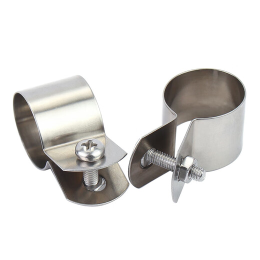 Jinchao 304 stainless steel pipe clamp round pipe fixed buckle clamp steel pipe riding clamp hoop connecting line grounding card 20mm (5 sets)