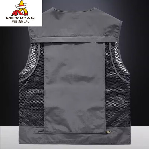 Scarecrow men's vest vest work clothes loose outdoor fishing photographer vest custom printed logo work clothes light gray S 90-100Jin Jin equals 0.5 kg