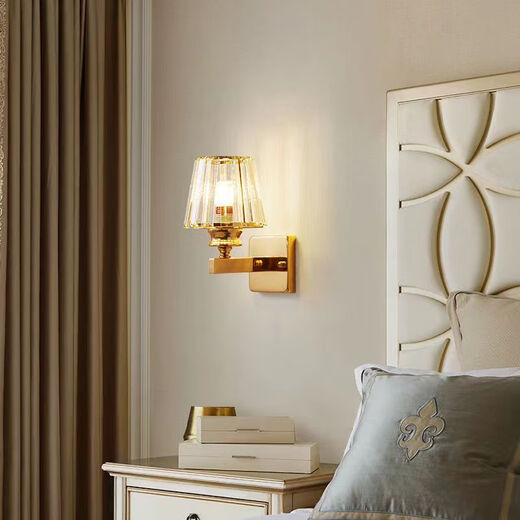 Ganxin new modern minimalist bedroom bedside lamp light luxury crystal wall lamp living room study corridor aisle stairwell lamp bright yellow 23 models with LED three-color light 12W