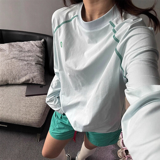 Purple American quick-drying clothing for men and women in autumn new sun protection long-sleeved T-shirt badminton clothing outdoor sports cycling clothing black L