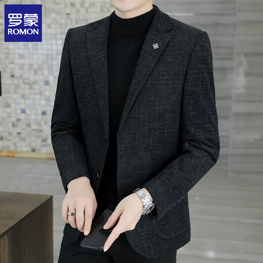 ROMON casual suit jacket men's 2025 autumn new high-end slim business suit top single piece black gray XL 135-150Jin Jin equals 0.5 kg