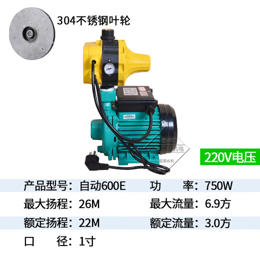Lingxiao brand fully automatic air energy booster water pump 100 degree hot water circulation pump automatic model 600E-750 watt 1 inch