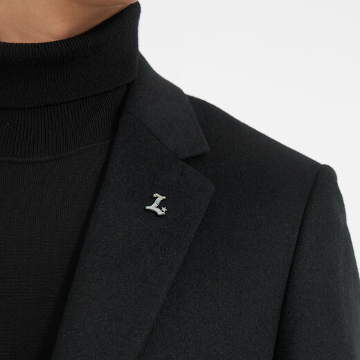 Lilang Leichte Mode -Herrenkleidung [Innere Füllung] Wollmantel Langwolle warme Jacke für Männer q4dyr202 Black XL (175)