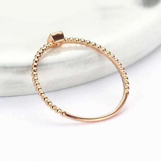 Medium leaning small square diamond 18K rose gold ring Au750 color gold inlaid with zircon stacked index finger tail ring solid 0.6g women's size 10