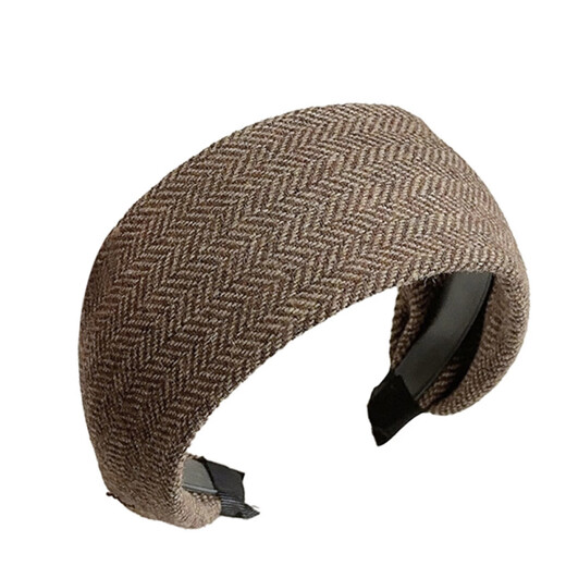 Mr. Ouyang's wide-brimmed hairband for women 2026 new style old money style high skull headband light luxury temperament widened hairpin headwear brown B00-303