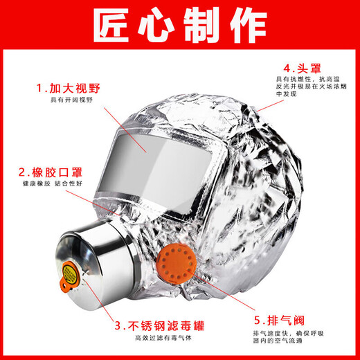 Xing'an Fire Protection Gas Mask Filter Self-Rescue Respirator 3C Certified Home Hotel Room Fire Escape Smoke Mask Fire Mask TZL30C