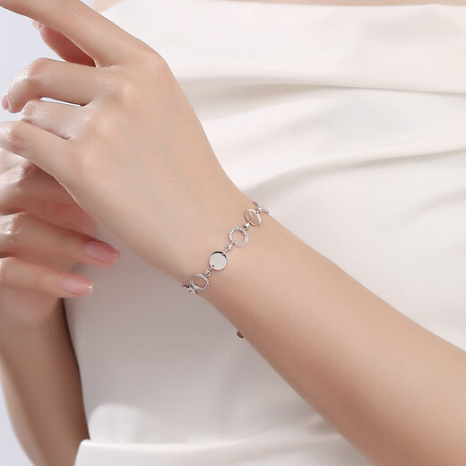 Yuan Shengfu's new PT950 ring platinum bracelet, retro fashion ins style platinum bracelet for women, 8.79g, 16-18cm adjustable