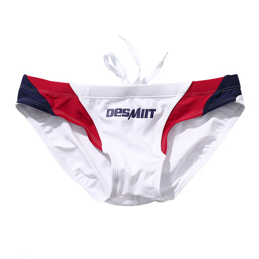 MI Xiaomi pepper briefs men's fashionable color matching seaside swimming pool swimming trunks with drainage line tethered quick-drying lined tight white and red M