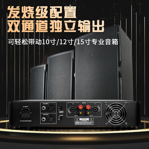 富皇专业纯后级功放机大功率发烧级hifi舞台婚庆家用演出KTV纯铜环牛双通道放大器家庭音响功放套装 专业纯后级功放机850瓦+850瓦