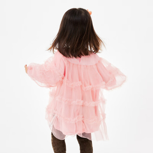 Jnby par Jnby [épissage en mesh] [Jiangan tissu bébé] Robe tricotée de printemps Jupe princesse fille bébé yn1g11660 684 rose chaud 80 cm