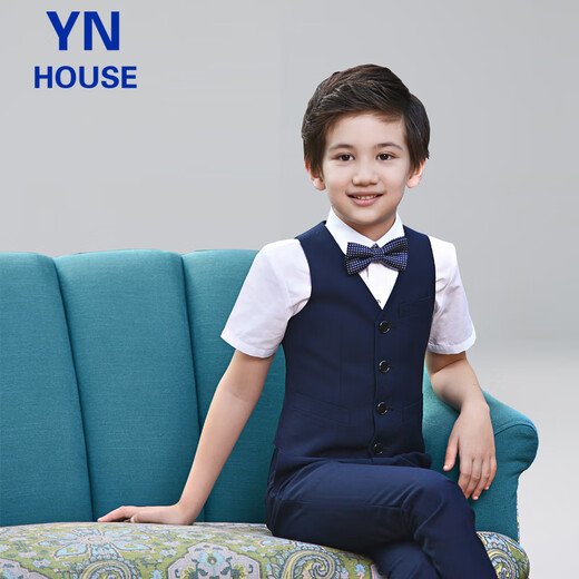
Yinuofang children's dress suit Navy blue boy vest suit Navy blue suit 140CM