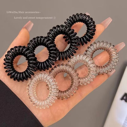 Durable telephone cord Korean style spring rubber band hair tie small headband hair tie black telephone cord-20 pieces
