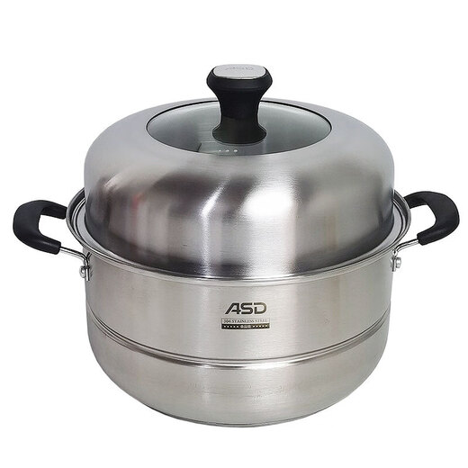 ASD steamer steamed buns double-layer 304 stainless steel small soup pot multi-layer multi-purpose pot 26/28cm double bottom thickened 26cm 7.4L pot mouth diameter