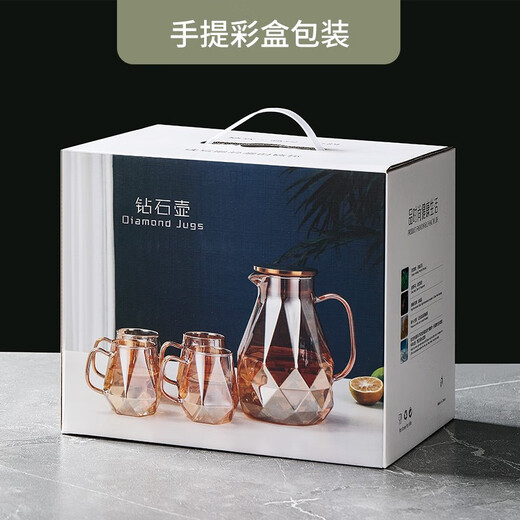Weimingnuo water cup set glass cup high temperature resistant cold water kettle drying kettle health flower teapot tea cup one pot four cups 1.8L