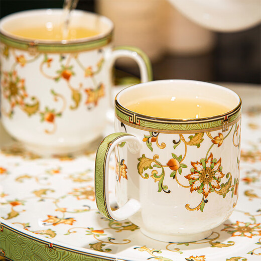 NINE CRANES high-end Jingdezhen water set housewarming and moving bone china water cup high-value tea set complete set of wedding gifts for newlyweds like flowers 8-piece set | gift box + ghostwriting greeting card