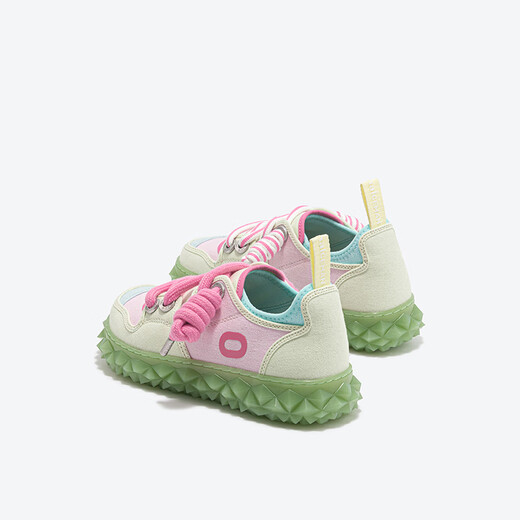 OETZI casual shoes couples new ugly cute canvas shoes with all-match color-blocking thick-soled jelly big head ugly trendy shoes light green/peach red/light blue T24341539 37