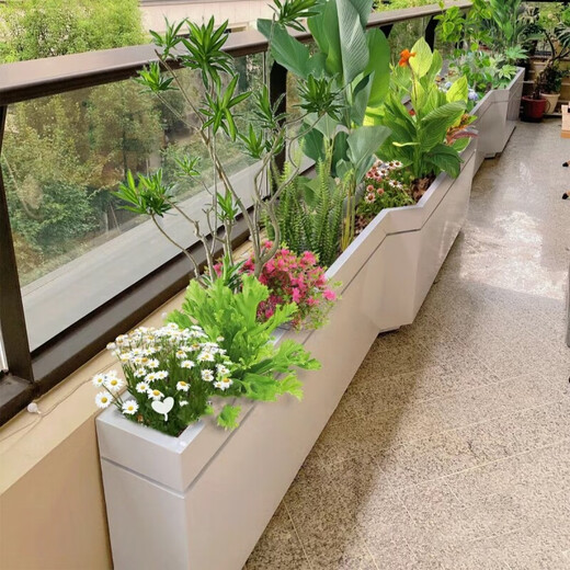 
Customized outdoor gardening stainless steel flower box exterior flower bed special curved balcony planting box iron flower pot flower slot J customization contact customer service
