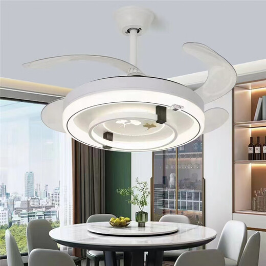 XMSJ Kinderzimmer Unsichtbares Lüfter Licht Modernes einfaches Wohnzimmer Schlafzimmer Dining Studie LED LED LEGING Variable Variable Lüfter Kronleuchter 9922 Modell 42-Zoll