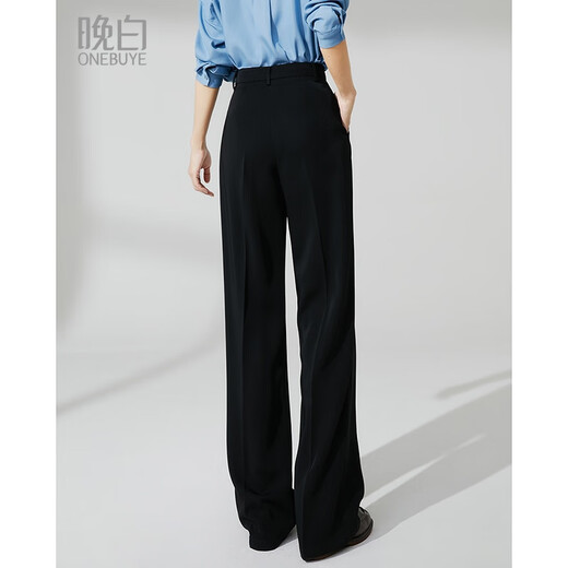 Late White New Product 2025 Autumn Versatile Commuting Pants Fashionable Simple High Waist Loose Solid Color Casual Pants Women Black 27