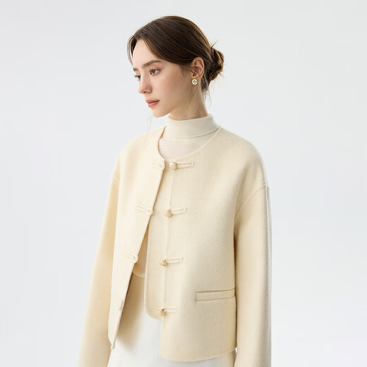 Fan Silan's new Chinese round neck small fragrance atmosphere wool coat 2024 winter new coat 14224 red XS