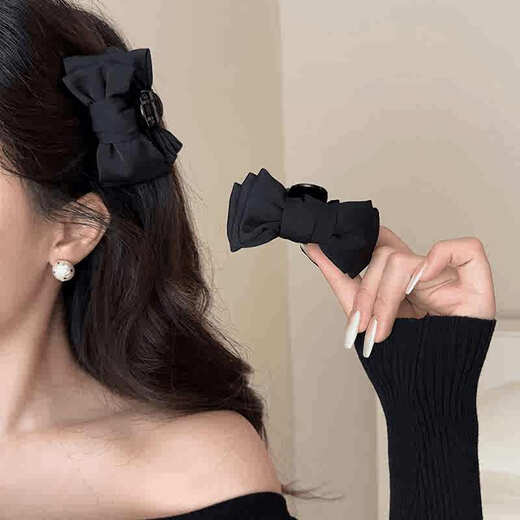 Zushange black bow princess head small catcher female hairpin elf ear bangs clip hairpin behind the ear side clip headdress princess head catcher black pair