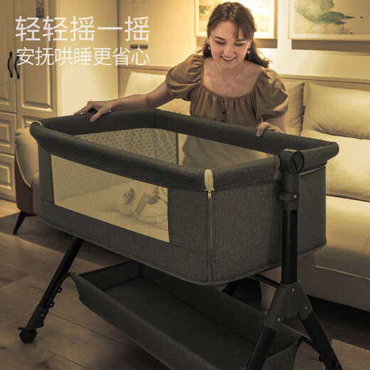 优乐博（ULOP）婴儿床带尿布台多功能宝宝床可折叠移动拼接床小户型新生儿摇床 带尿布台婴儿拼接床【婴儿用品】