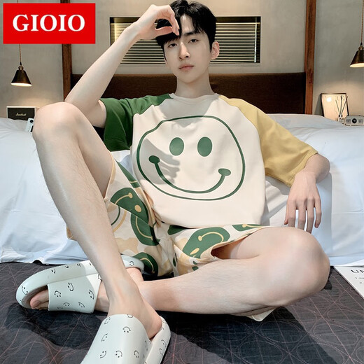 GIOIO男士睡衣夏季薄款棉质短袖短裤套装夏天青年休闲大码可外穿家居服 6623 4XL