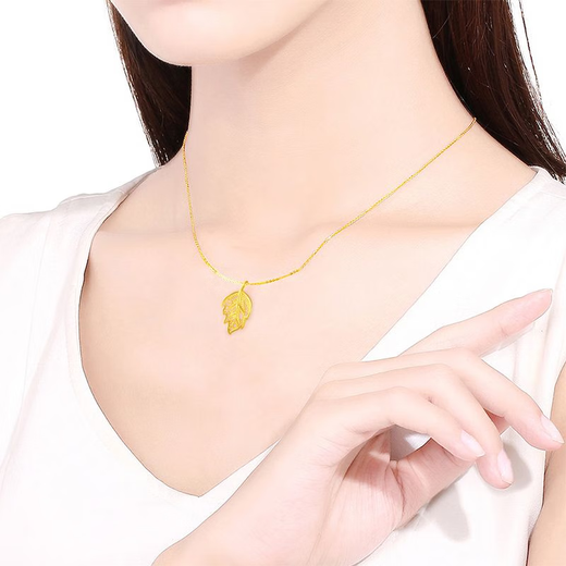 Yongsi Old Phoenix 999 Old Phoenix Gold Pure Gold Good Marriage Pendant Women's Light Luxury Imitation Gold Hollow Gold Leaf Necklace