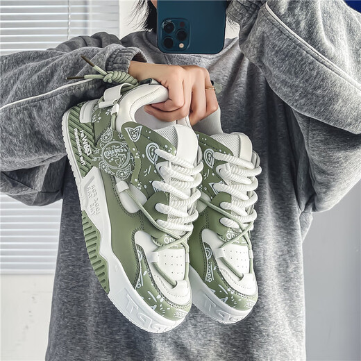 Zapatos de hombres Changxiang Huili 2025 Spring Versátiles Sports Sports and informal Board Zapatos de moda de cuero Carriendo zapatos de papá Green 42