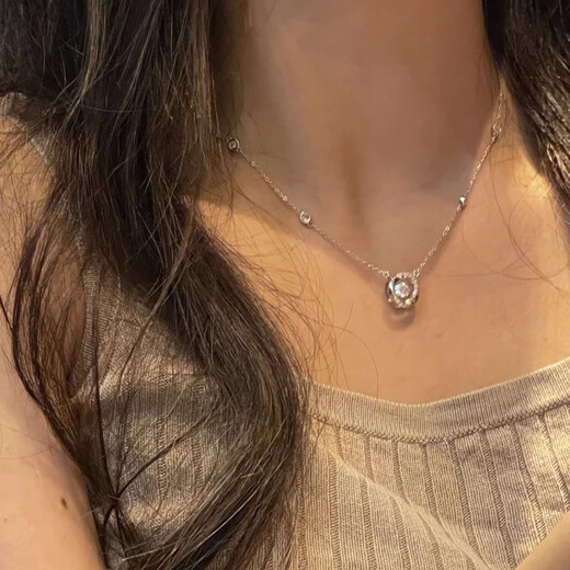 Decorative Show Möbius Ring Pendant Necklace Women's High-Level Light Luxury 2024 New Zircon Clavicle Chain Wife's Birthday Gift Smart Möbius White Diamond Necklace