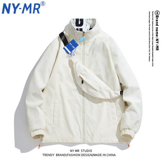 
NY-MR trendy brand co-branded stand-up collar jacket men's American retro jacket autumn casual couple wear corduroy teenager clothes YKCP-831# black 2XL (recommended 150-170Jin [Jin equals 0.5 kg])