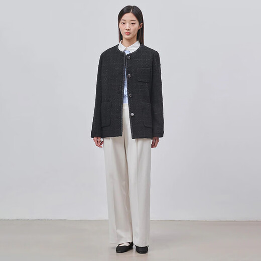 Beanpole New Year's gift including cashmere women's small fragrant tweed fashionable urban intellectual style single suit jacket black S 160/84A