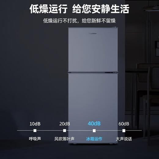 Royalstar Doppeltür-Kühlschrank, klein, Mini, Klasse 1, Energieeffizienz, Kühlschrank mit Gefrierfach, Vermietung, Haushaltskühlschrank 98A168, Klasse 1, Energieeffizienz, etwa ein Watt Strom in drei Tagen