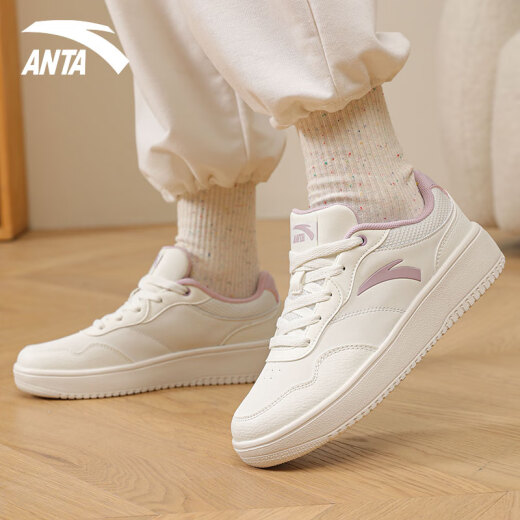 ANTA (ANTA) women's sneakers, women's 2024 spring commuter thick-soled comfortable casual shoes, versatile student sneakers, white shoes, women's ivory white/healing pink 38