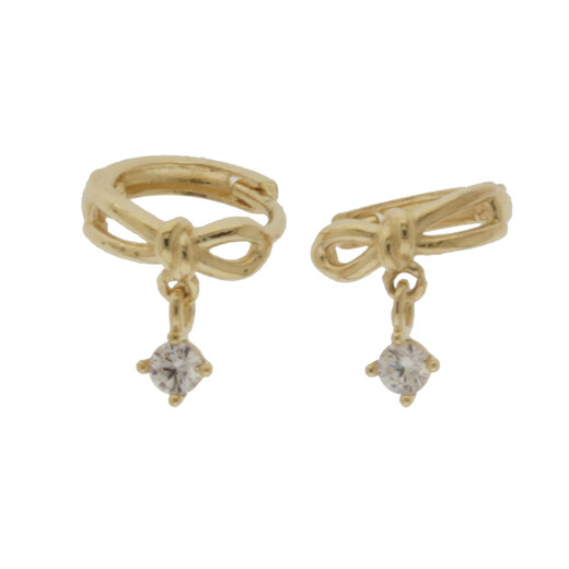 Nanzhi White Small C Korean Gold Jewelry 10K Gold Earrings Earrings Sweet Bow Pendant K Gold Earbone Earrings Earrings Left Earband 1 piece