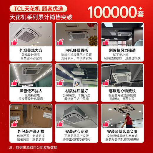 TCL ceiling air conditioner ceiling air conditioner central air conditioner commercial variable frequency hidden ceiling ceiling air conditioner patio air conditioner 5p embedded shop office factory cabinet air conditioner large 5 horsepower single cooling - new second-level energy efficiency truly energy-saving (380V)