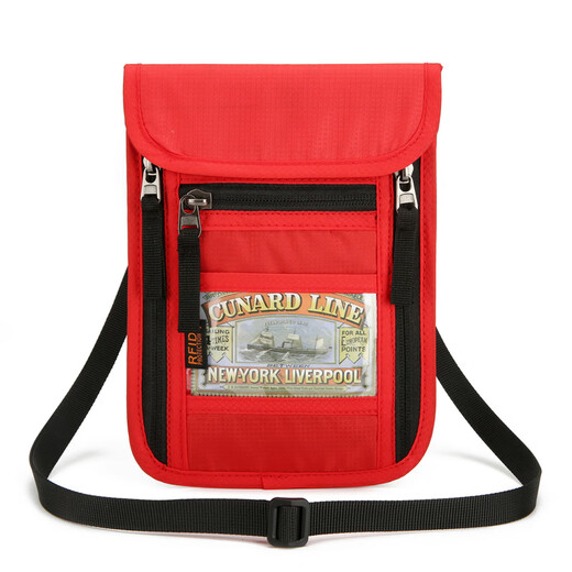 Vanaheimr Travel Passport Bag Multi-functional ID Bag Anti-theft Brush Neck Bag Crossbody Neck Hanging Certificate Bag Blue